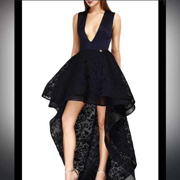 Bronx and Banco Navy High Low Gown - Picture 2 of 6